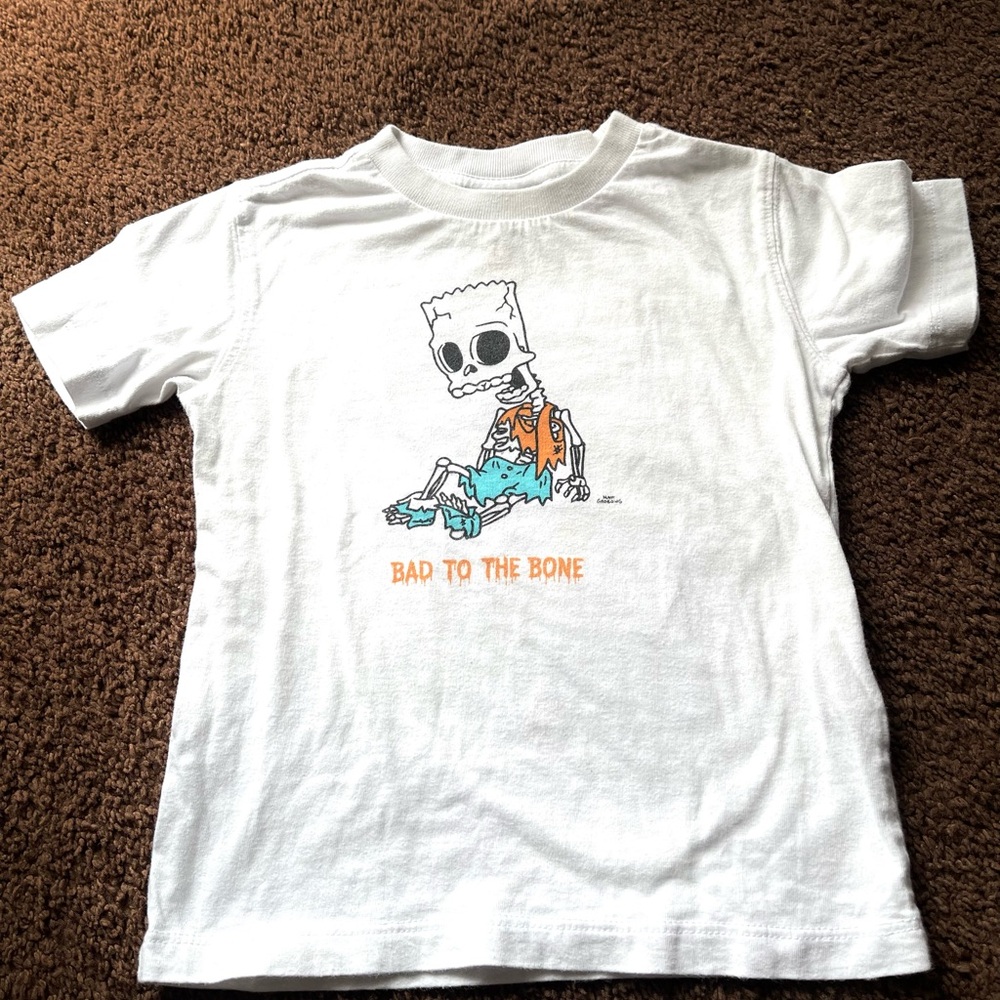 Kids White Skeleton Graphic T-Shirt
